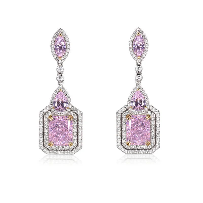 Carline ice cut bling 5a zircon zc stud pendant dangle earrings for women fine 925 sterling silver gifts jewelry custom