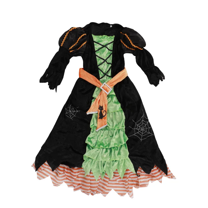 Halloween Party Costumes for Children Performance Clothing Girls Witch Dresses Princess Dress Witch Hat 2023