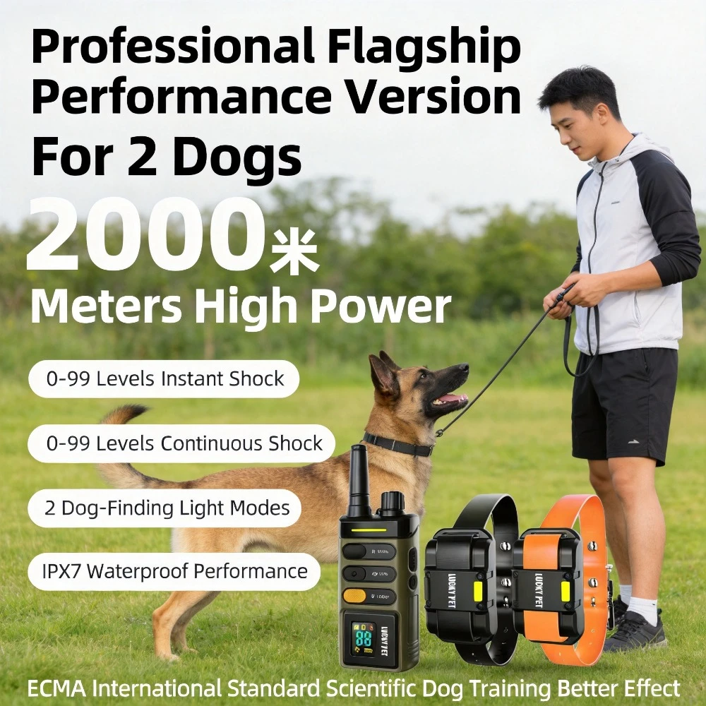 Long Distance Remote Dog Trainer Static Shock Training Collar, Anti Bark Collar for Pet Dog Training & Livestock Herding Use