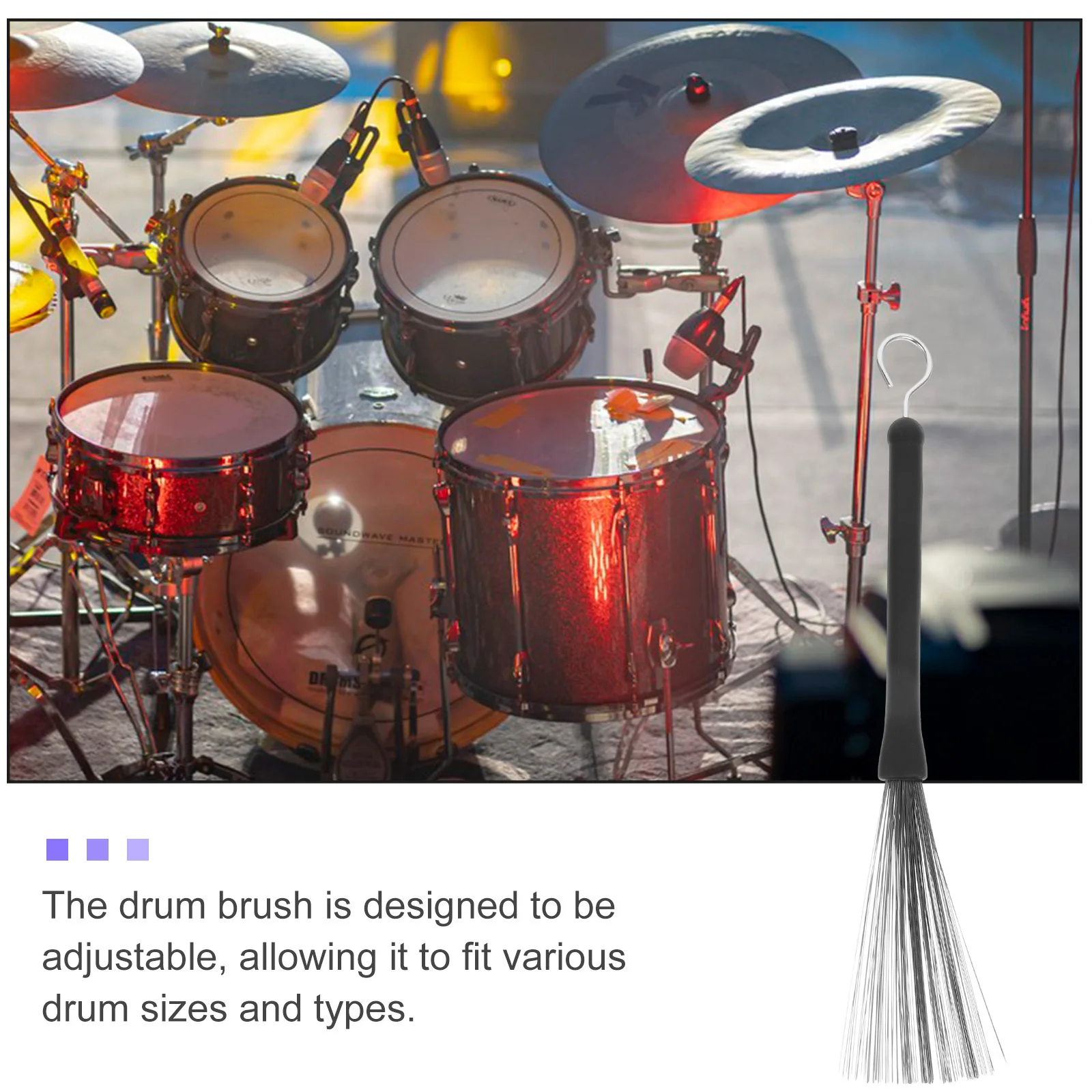 

Stainless Steel Drum Stick Wire Brush Brushes Electronic Percussion Instrument Black Jazz Retractable