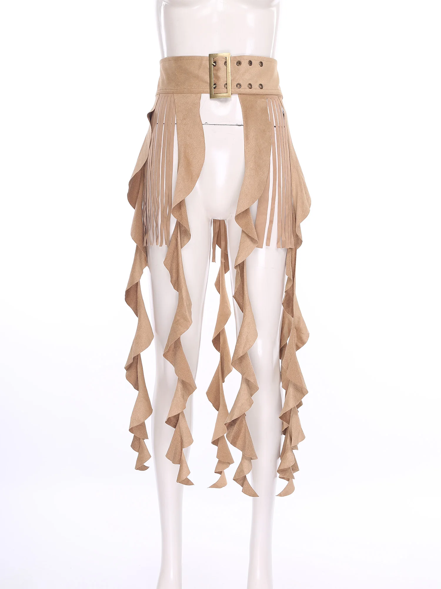 Femmes Cowgirl gland taille ceinture jupe boucle réglable ceinture superposition frange en cascade à volants jupe accessoires Clubwear