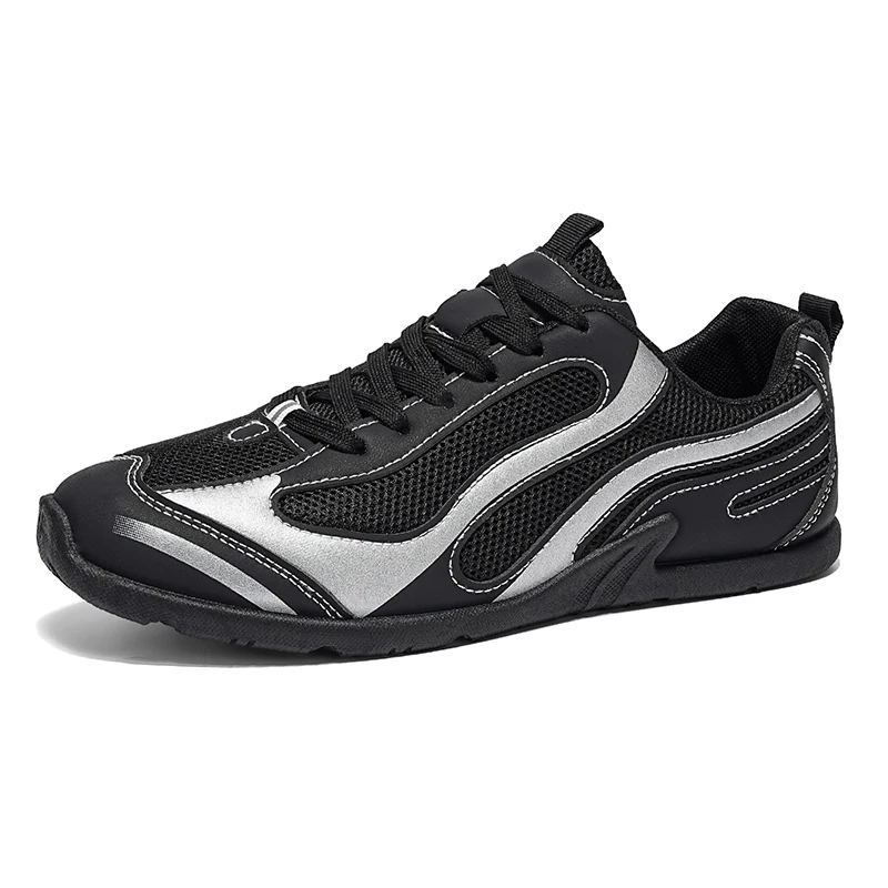 Men's Breathable Mesh Racing Sneakers Flat Low-Top Casual Motorsport Shoes Lightweight Racecore Trainers for Daily Comfort