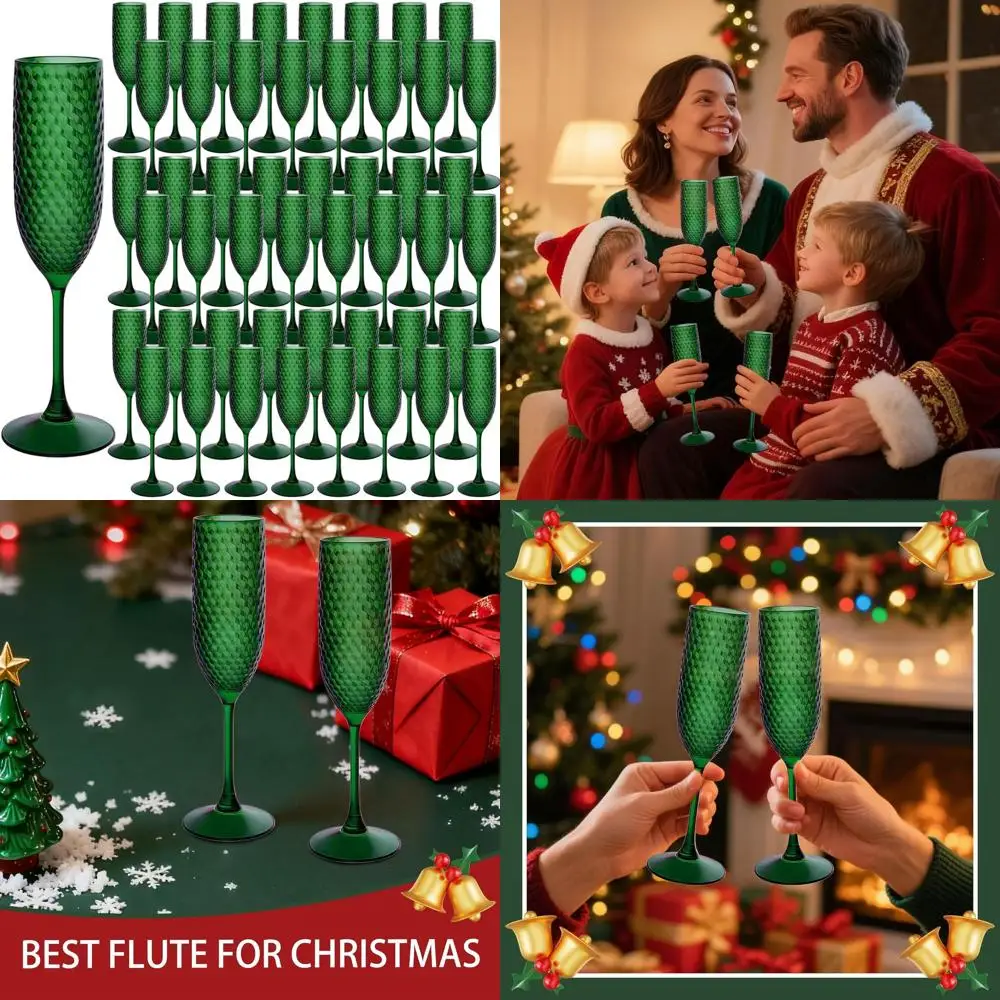 

Набор из 48 прочных прозрачных пластиковых бокалов для шампанского емкостью 7 унций, идеально подходящих для свадеб, Рождества и вечеринок.