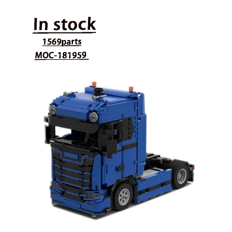 

MOC-181959Blue New Cargo Transport Truck Building Block Model1569Parts MOC Creative Boy Kids Christmas Building Blocks Toy Gifts