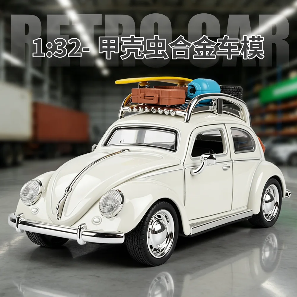 1:32 Beetle Vintage Toy Car Diecast Metal Rally Miniature Sound & Light Gift For Boy Collection