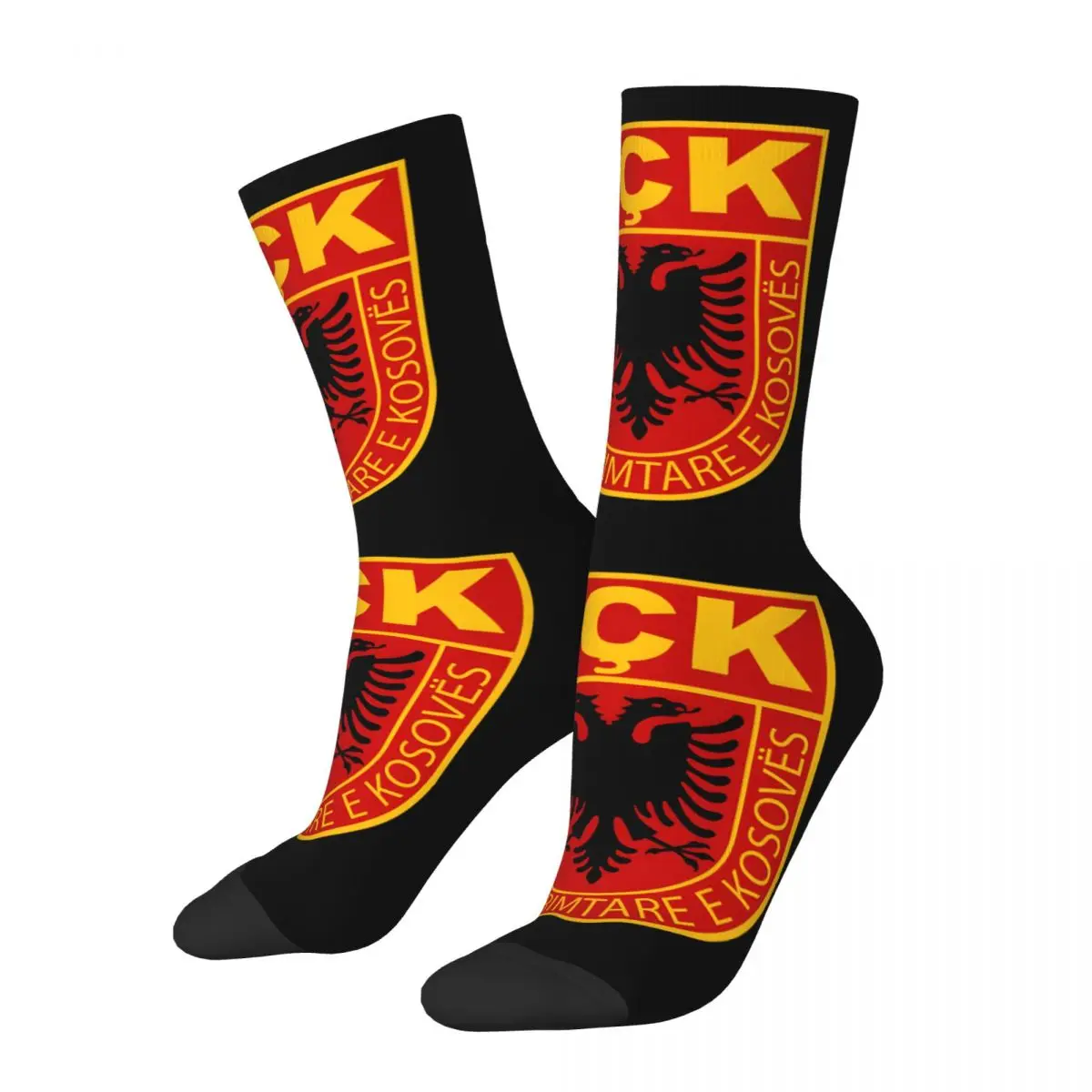 Uck Men's Socks Vintage Harajuku Albanian Eagle Street Style Novelty Pattern Crew Sock