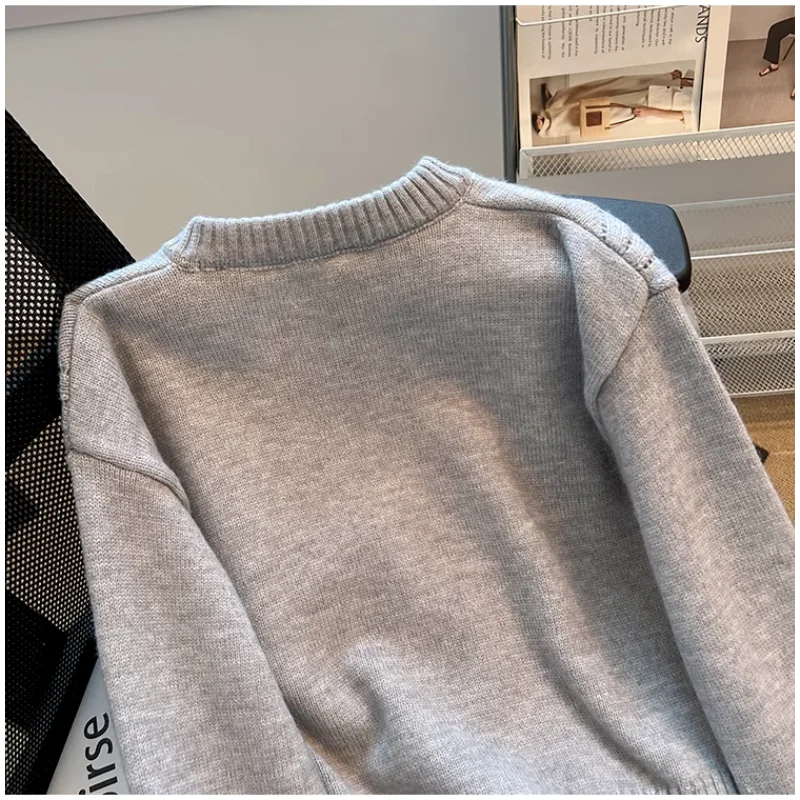 2025년 가을 겨울 여성용 신상 스플라이스 라운드넥 지퍼 패션 단색 다용도 캐주얼 니트 스웨터 탑