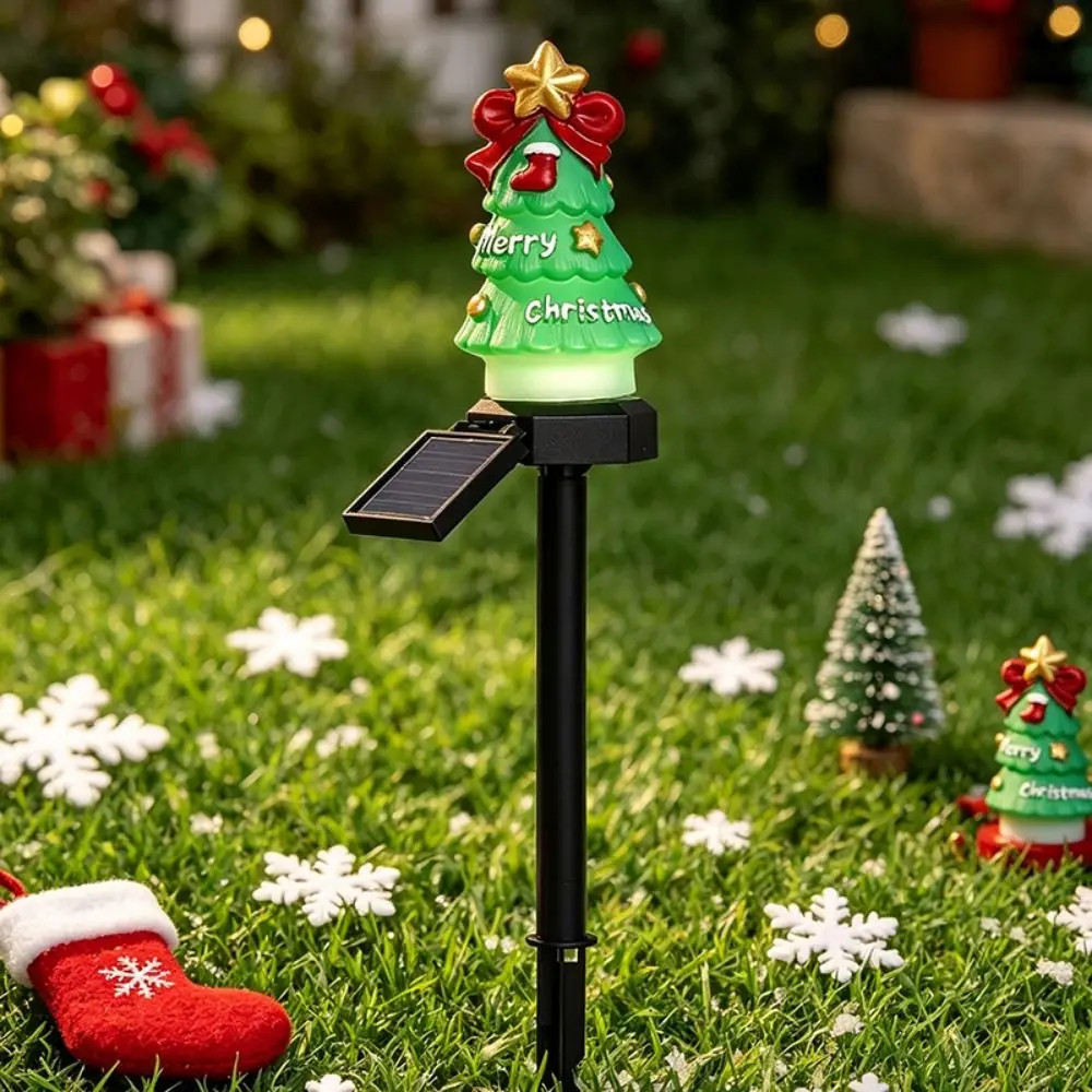 Solar Powered Christmas Solar Light Santa Claus Christmas Tree Lawn Landscape Festive Lights Waterproof Snowman