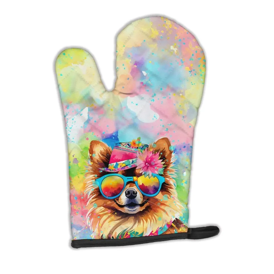 

Рукавицы для духовки померанского шпица Hippie Dawg, термостойкие, толстые, для духовки, для горячих сковородок и духовки, кухонные варежки, защита рук, приготовление пищи, выпечки