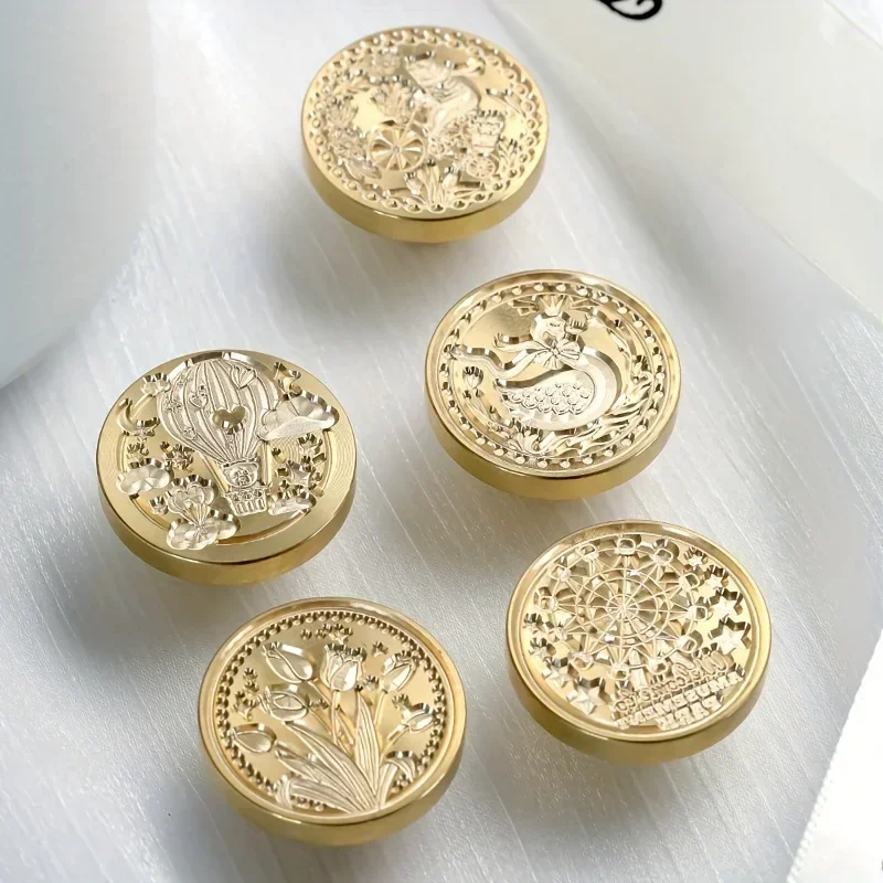 1 Fire Paint Seal Round Plant Series Copper Seal Head Suitable for Envelope Invitation Seal Wine Decoration Invitation Card Seal