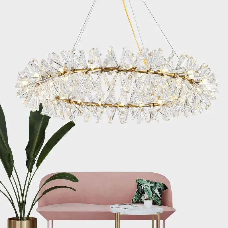 

Crystal Light Luxury Chandelier Living Room Bedroom Hall Garland Modern Minimalist Creative Post-Modern Lamp