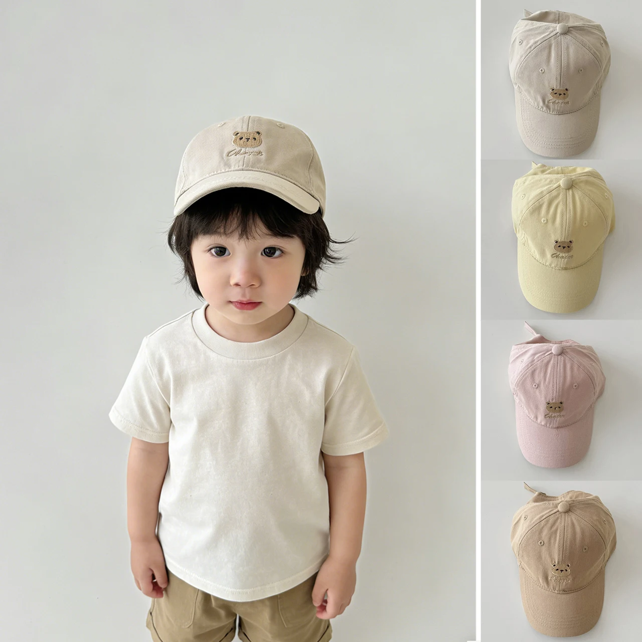 

Cute Bear Kids Baseball Hat Solid Cotton Children Duck Tongue Hats 3-6YearBoys Girls Outdoor Sun Visors Fashion Baby Peaked Cap