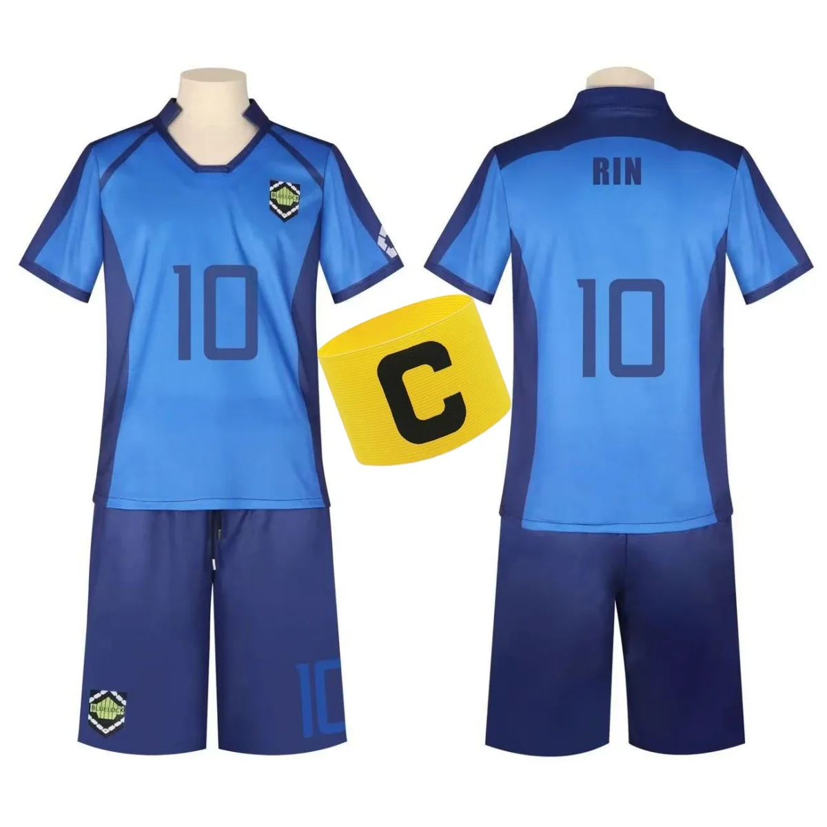 

Anime RIN Cosplay Costume With Armband Training Football Jersey Set Rin Itoshi Soccer Uniform Mens Halloween Outfit