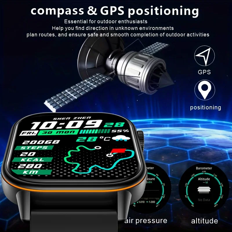 Xiaomi mujeres deportes GPS rastreador AMOLED Smartwatch hombres brújula al aire libre Bluetooth llamada reloj 2,01 pulgadas pantalla HD para Huawei
