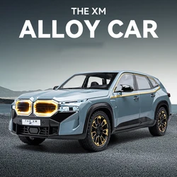 Diecast 1:24 Scale BMW XM Off Road SUV Car Model Sound And Light Pullback Metal Toy Vehicles Collective Miniature Home Decor