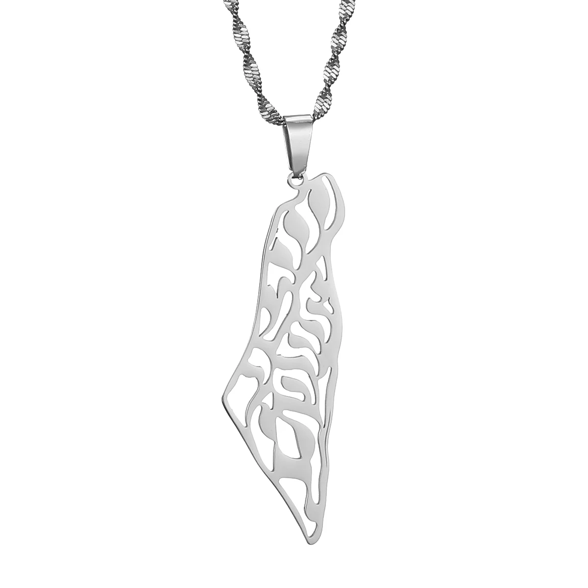 Israel Palestine Map Pendant Necklaces Women Gifts Israeli Arabic Hebrew Jewelry - view 6