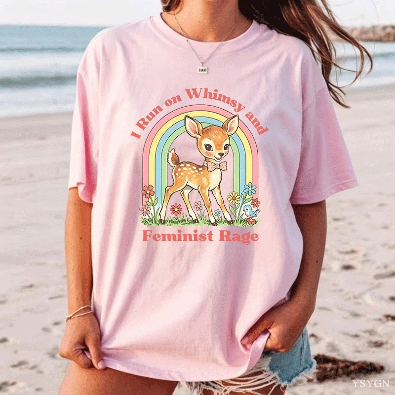 Whimsy and Feminist Rage T Shirt Trendy Women's T Rights Girl & Women Empowerment Graphic T Shirts Causal Short Sleeve Tees