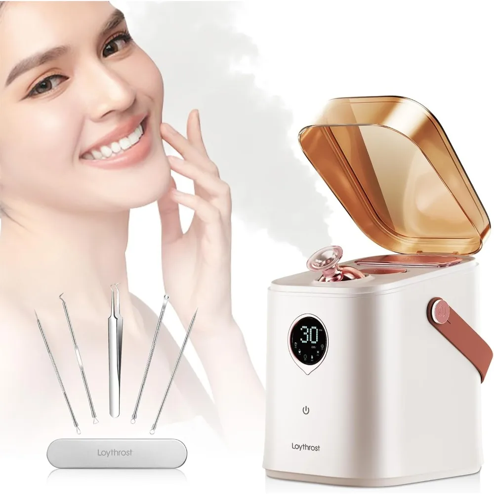 Professional 6-in-1 Facial Steamer, Loythrost Hot & Cool Aromatherapy, Skin Care At Home - Humidifier - Unclogs Pores Blackheads