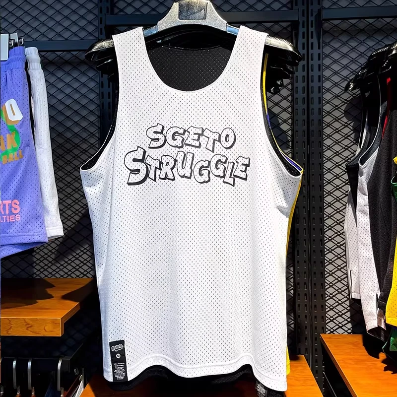 Men's Double-Sided Large Mesh Vest Basketball Fitness Sports Jersey Quick-Dry Bodybuilding Sleeveless Shirt Training Muscle Vest