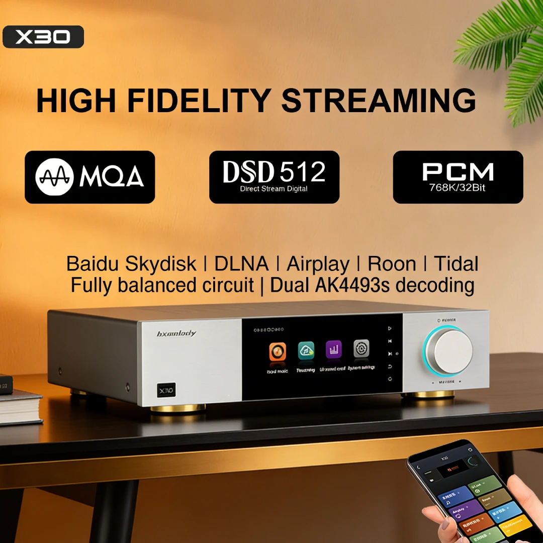 

VOVOFOX Hi-Res аудиоплеер без потерь DSD512 192 кГц/24 бит, сетевой NAS DLNA, воспроизведение Roon Tidal по Wi-Fi, USB DAC, домашний Hi-Fi стример