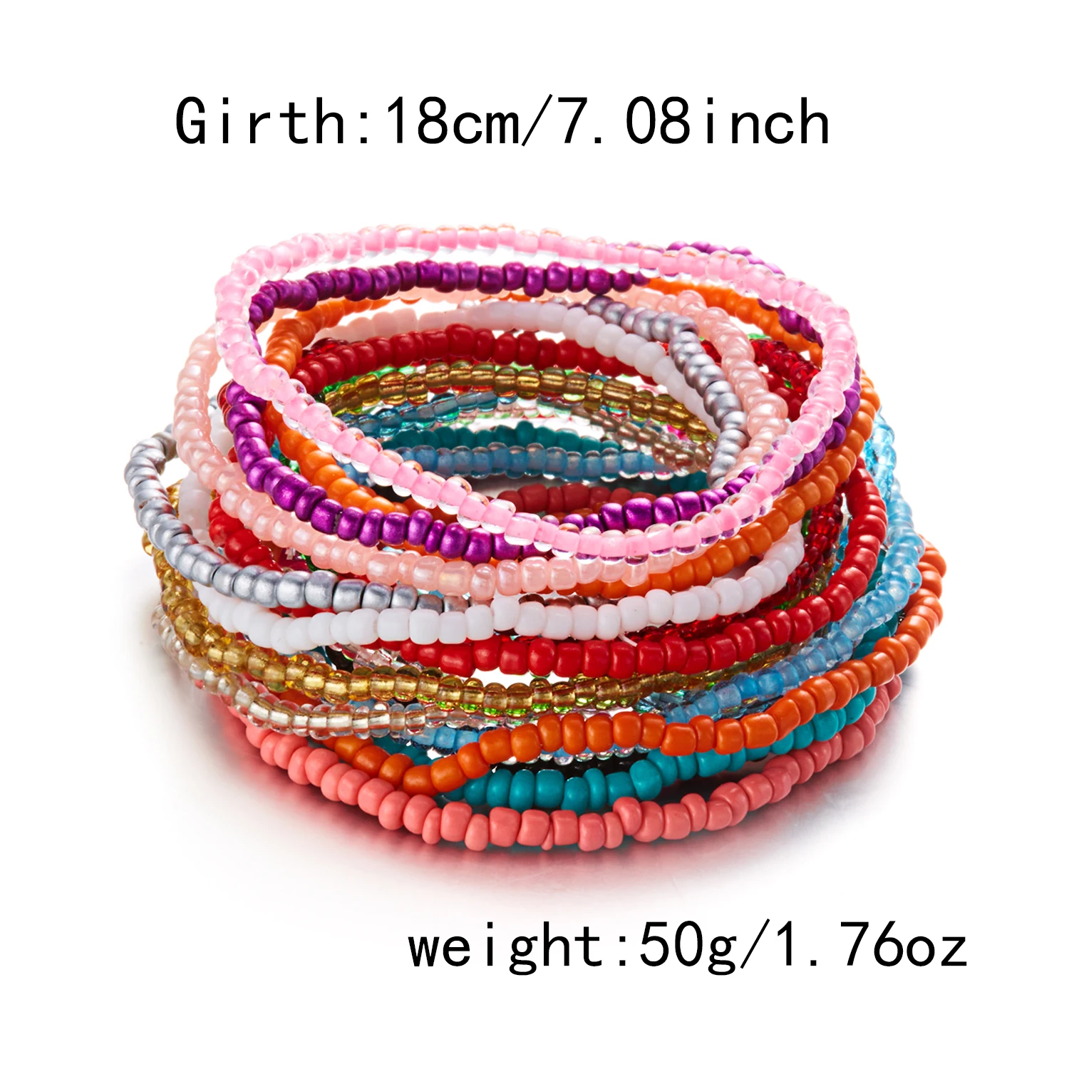 Böhmische Stapelbare Perlen-Stretch-Armbänder für Frauen Zufällige Farbmischung Elastische Reisperlen-Armbänder Sommer-Strandschmuck – Detail 10