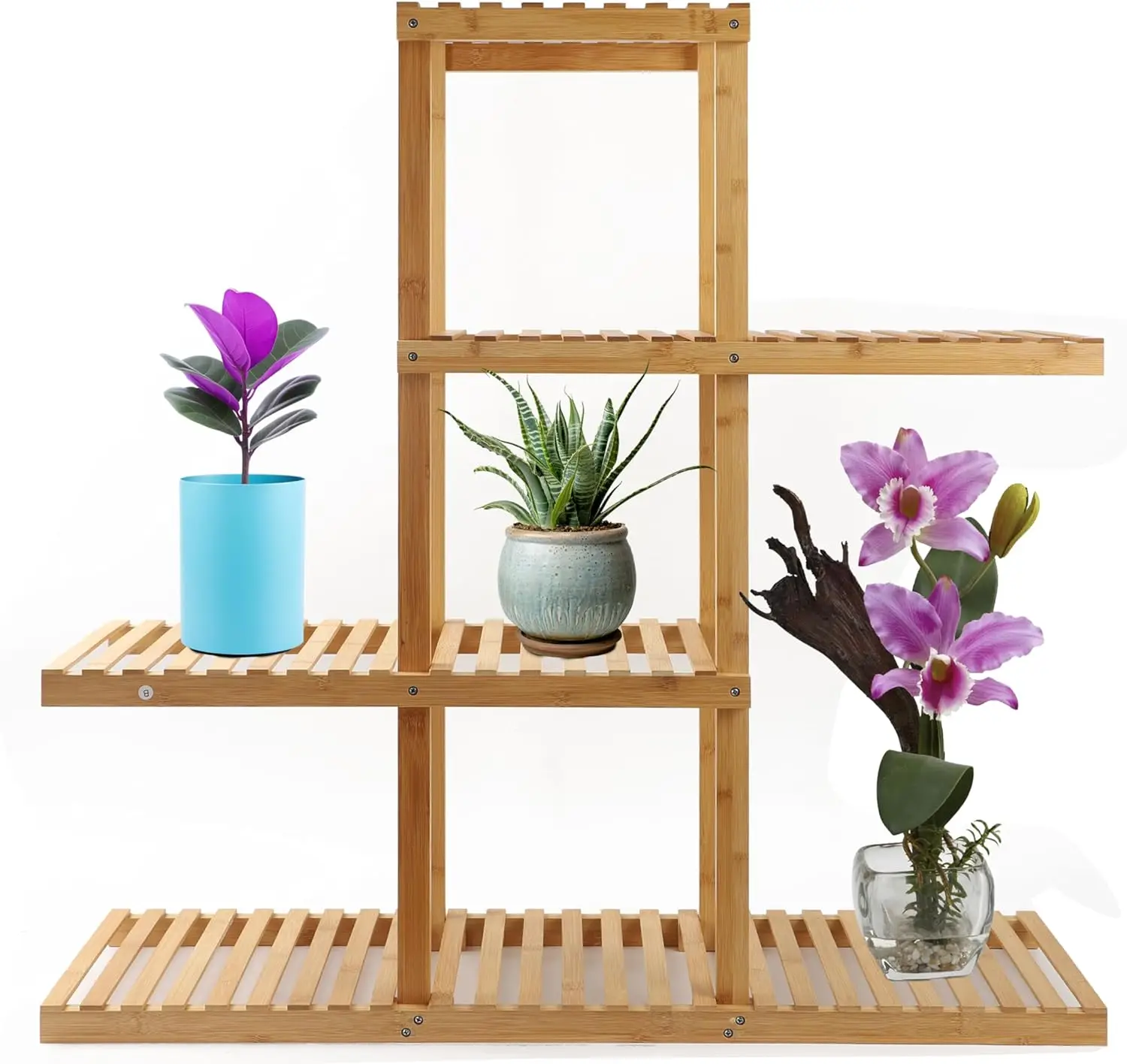 3/4/7 Tier Bamboo Plant Stand, Indoor Outdoor Home Patio Lawn Garden Balcony Organizer Planter Holder, Bamboo Plant Shelf