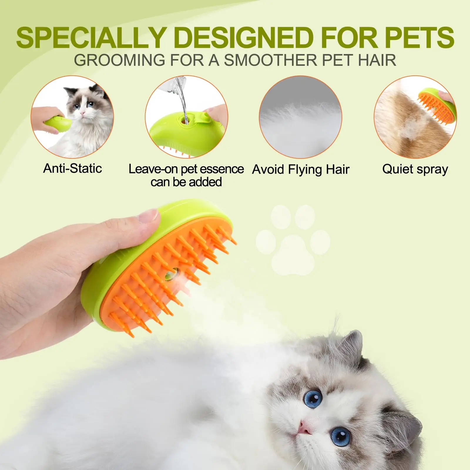 Cat Hair Steam Brush for Shedding Electric Spray Comb for Dog Soft Silicone Steam Depilation Brush Cats Bath Grooming Supplies