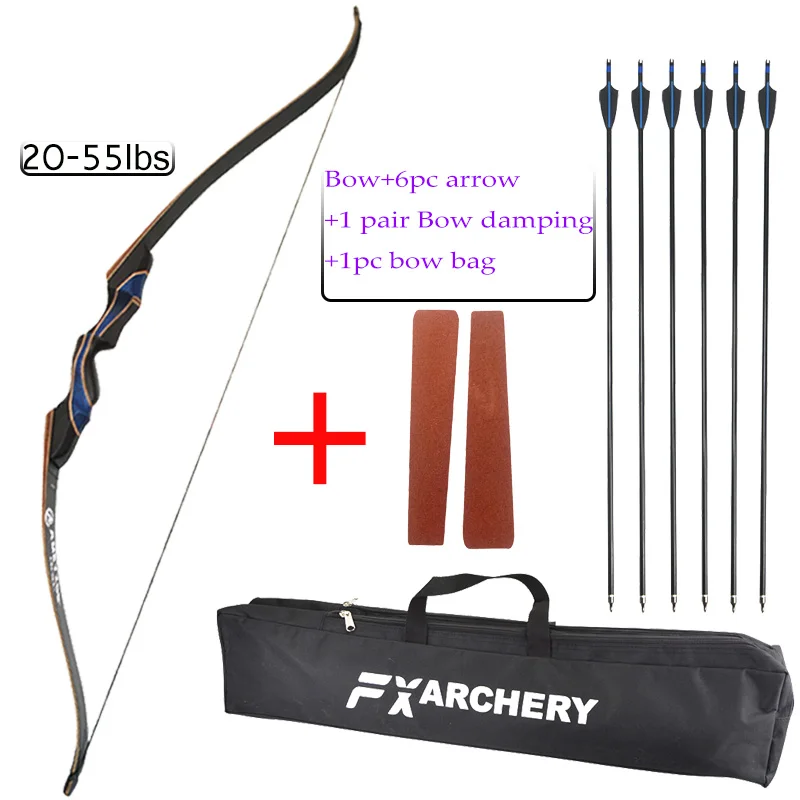 

Archery 56inch 20-55lbs Recurve Bow Set With Fiberglass Arrow For Outdoor Shooting Bow And Arrow Hunting Training Suit