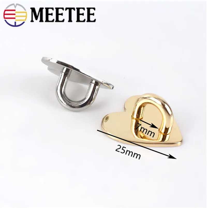 5/10/20pcs 25mm Non-detachable Metal Heart O&D Ring Side Clip Buckle Hardware Hook Accessories DIY Arch Bridge Pendant Hanger