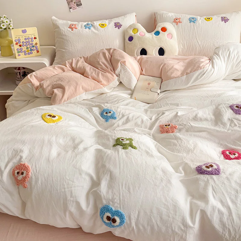 4Pcs ins 100% Cotton Bedding 60 Counts Long Staple Cotton 2025 New Cotton Sheet Duvet Cover 180x200 200x230 Four Seasons