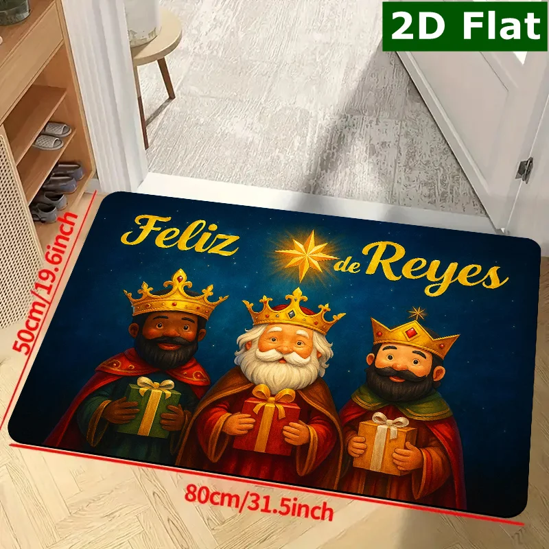 Three Kings Festive Welcome Doormat Non Slip Washable Mat For Kitchen Bathroom Porch Living Room Bar Cafe Home Decor