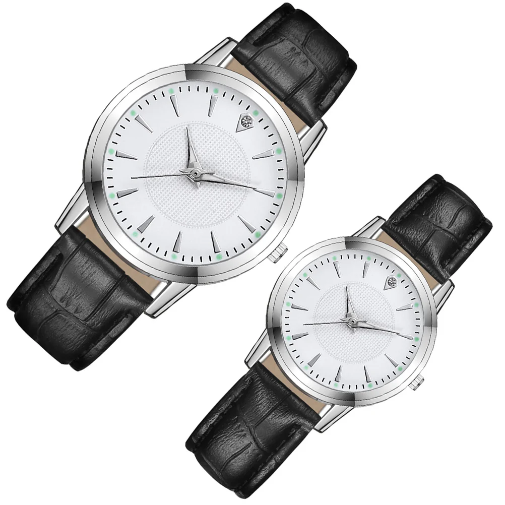 

2 pcs Night Glow Couple Watches Men White Strap Women Fashion Practical Unique Design Simple Match All Styles Casual