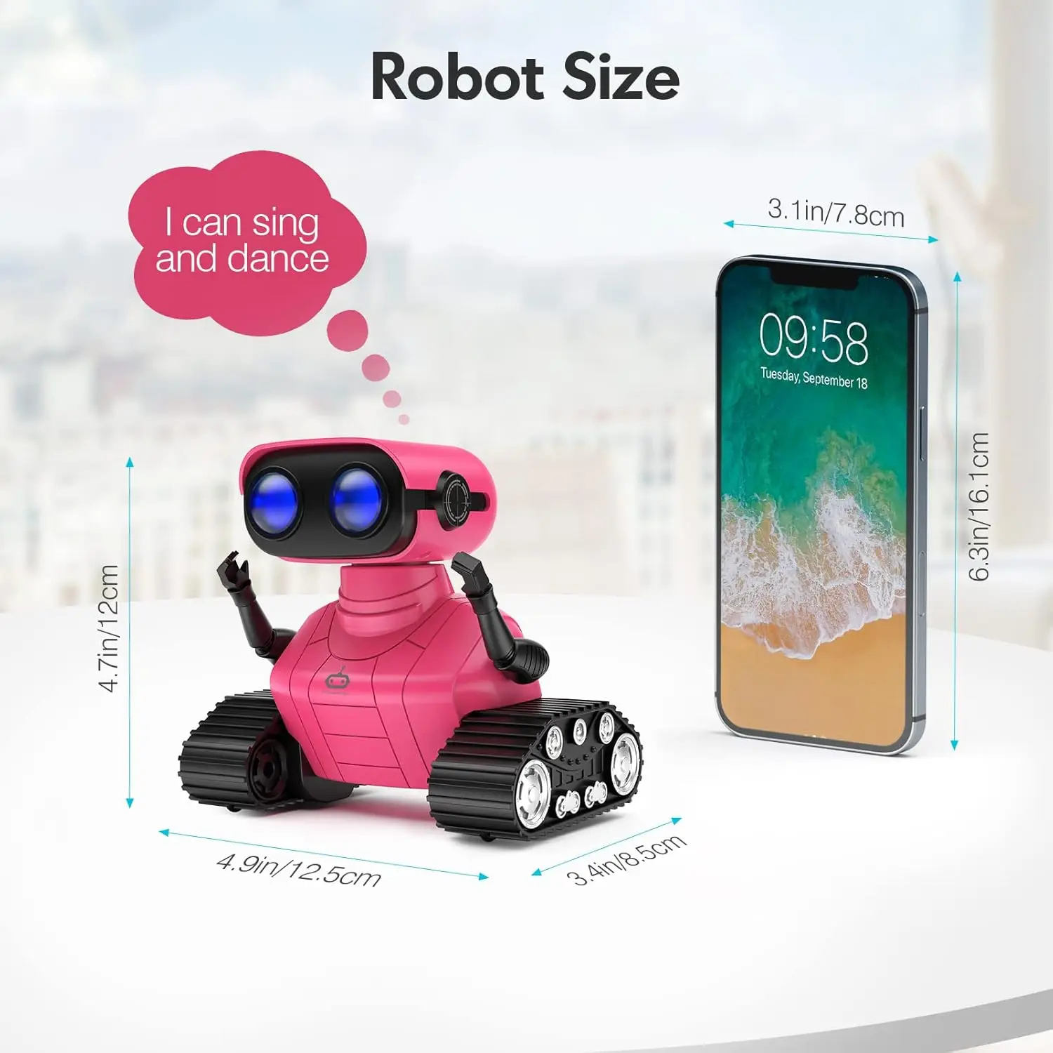 ALLCELE Robot Toys, Robôs RC para crianças meninos, brinquedo de controle remoto com música, olhos LED, presente para crianças de 3 anos ou mais