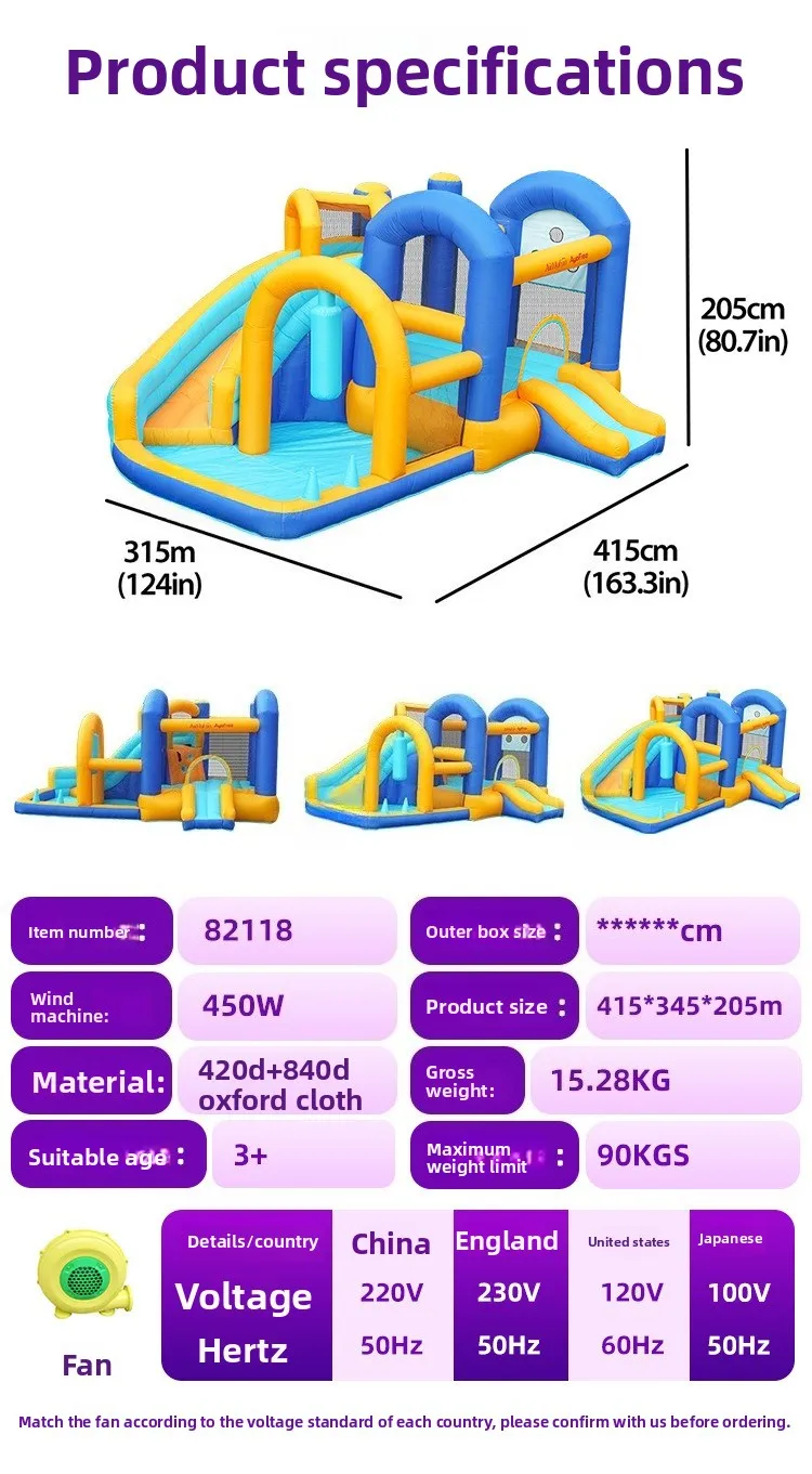 أطفال نفخ القلعة داخلي في الهواء الطلق الأطفال نفخ القفز القلعة ترتد منزل الشريحة مع منفاخ الكرة حفرة بوسي البيت