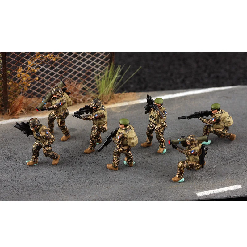 1:72 Scale Resin Modern French Army 7 Soldiers Model Adult Collection Toys Classics Gifts Static Display Desktop Ornament