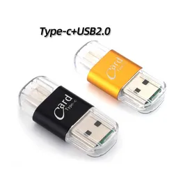 2 in 1 Type C 3.1 OTG Mini Adapter USB 2.0 Memory TF Micro SD Card Card Reader