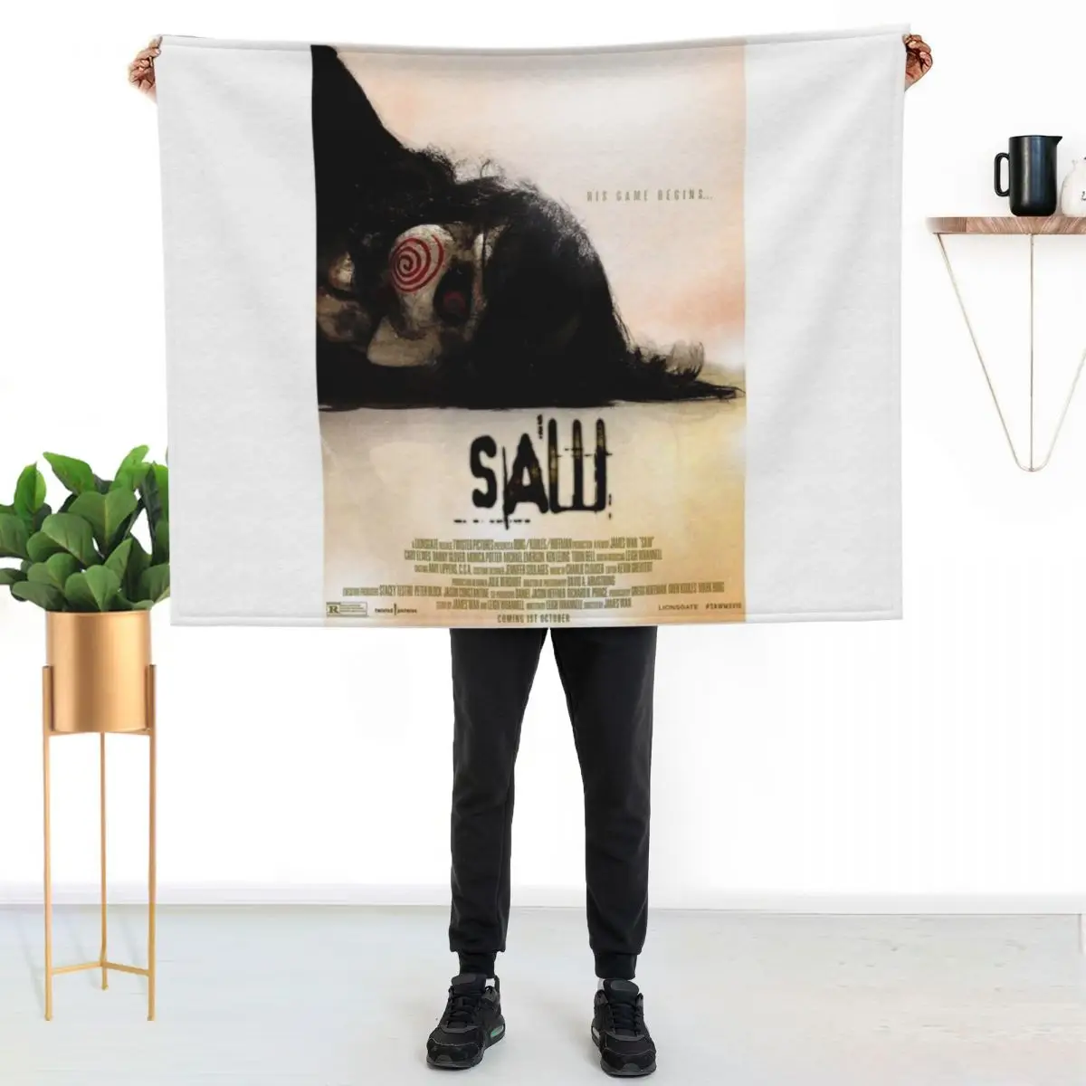 Saw 2004 Poster Throw Blanket anime Sofa Personalized Gift Furry Soft Plush Plaid for winter Blankets