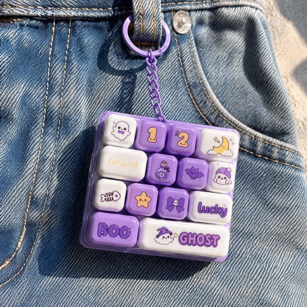 Plastic Clear Keyboard Keychain Mechanical Sounds Animal Patterns Mechanical Keyboard Keychain Clickable Keys