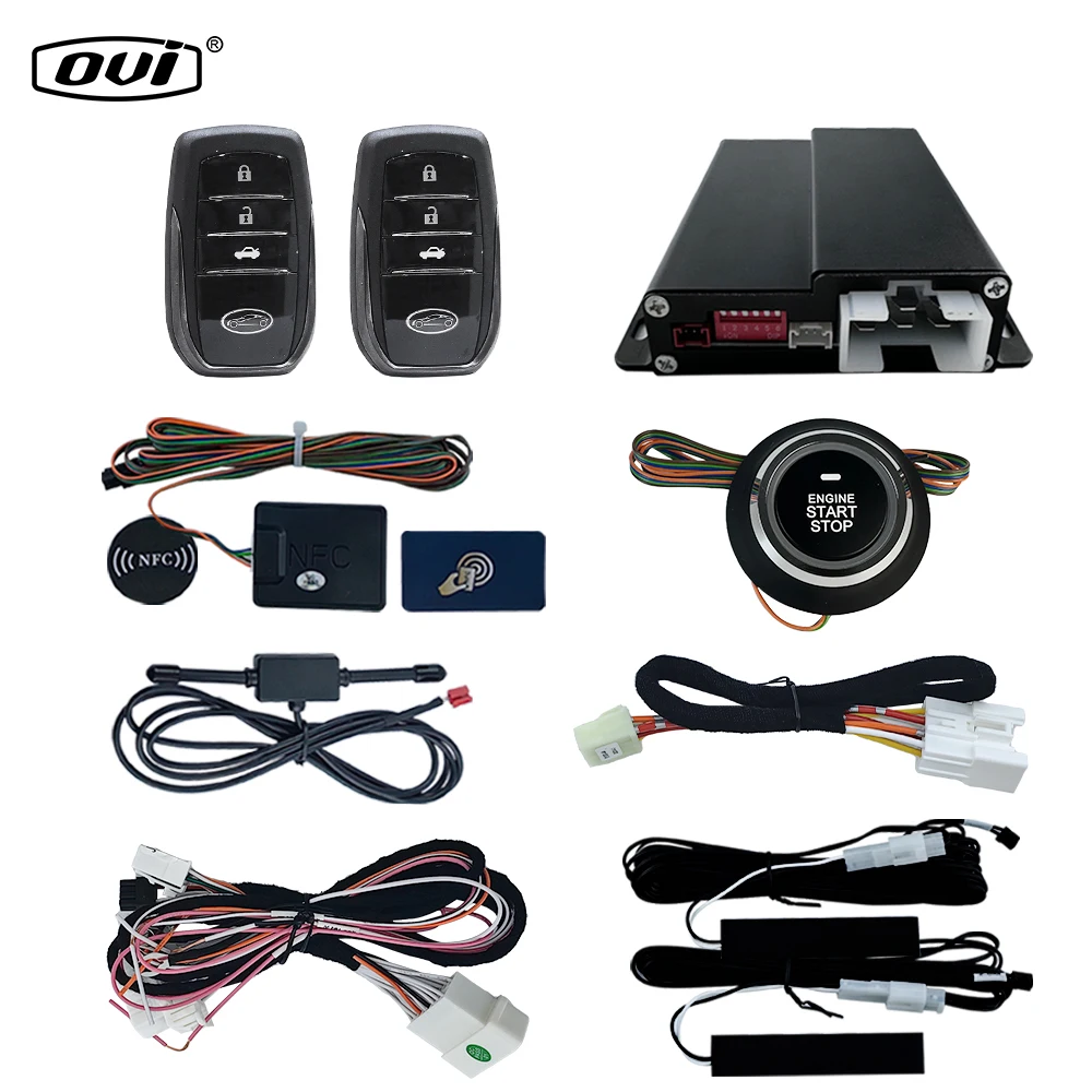 OVI CAN BUS Smart Car Alarm System PKE Push Start Button Remote Engine Start Anti-Hijacking For Toyota Hilux Plug And Play