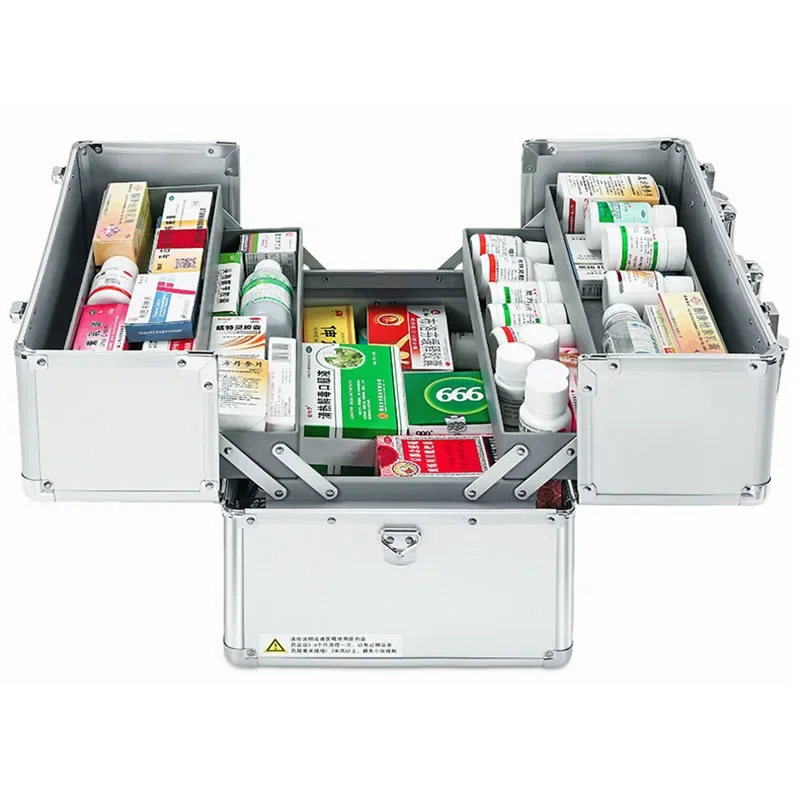 Scatola dei medicinali per ufficio Scatola medica in lega di alluminio per uso domestico Kit di pronto soccorso Scatola di immagazzinaggio Kit di pronto soccorso per famiglie