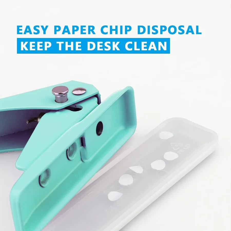 Handheld Single Hole Puncher with 1 4 Inches Diameter for 20 Sheets Capacity Durable Metal Construction with SkidResistant Base