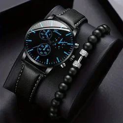 1pc Bracelet/ 1pc Men's Quartz Watch & 1pc Bracelet Men's Watch Set, Ideal choice for Gifts