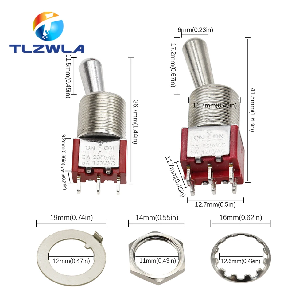 SH T80-T Z1 Series Large Long Handle 12mm Panel Mount Mini Toggle Switch 5A 125VAC