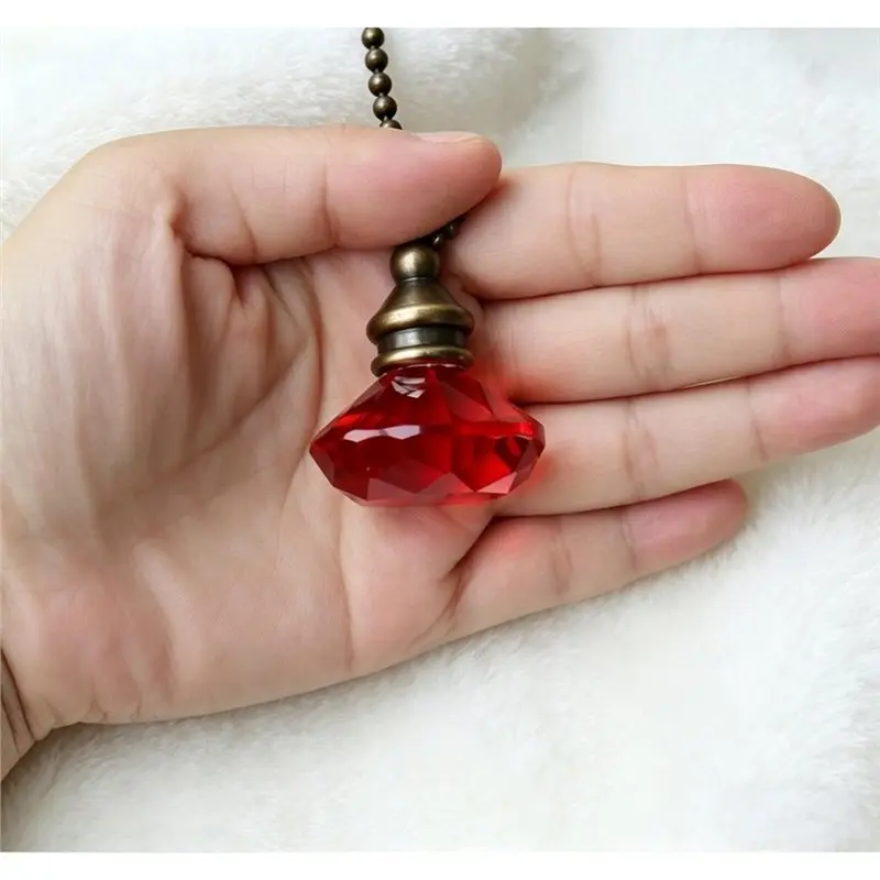 AB66-Crystal-Diamond Ceiling Fan Pull Chain Ornament, 12 Inch Ball Chains Fan Light Pulls Decorative Extension 2Pcs