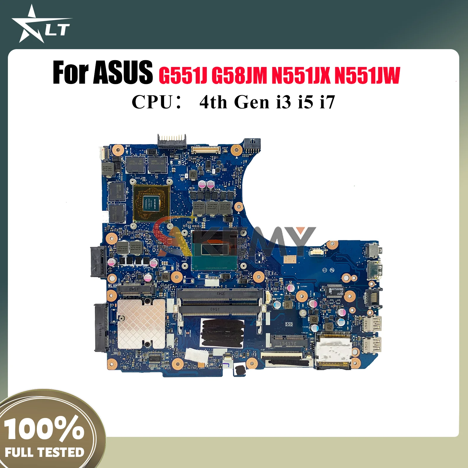

N551JM Laptop Motherboard For ASUS ROG G551J N551JM G58JM N551JB N551JW N551JX N551JK N551JQ N551J Mainboard With i3 i5 i7 CPU