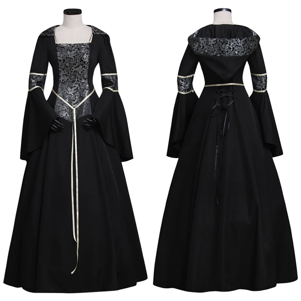 

Women's Black Medieval Renaissance Victorian Dresses Costumes Ball Gown Dress Halloween Carnival Party Costumes