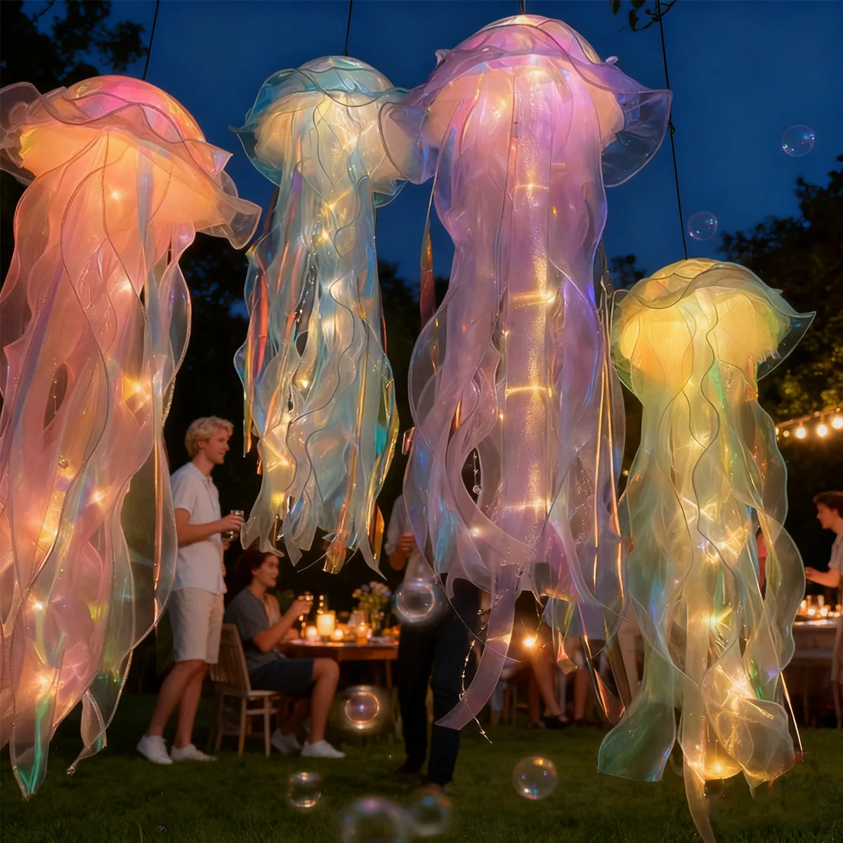 Girly DIY Colorful Jellyfish Lamp Underwater Style Bedroom Atmosphere Decorative Lamp Mermaid Theme Scene Decoration Good Things