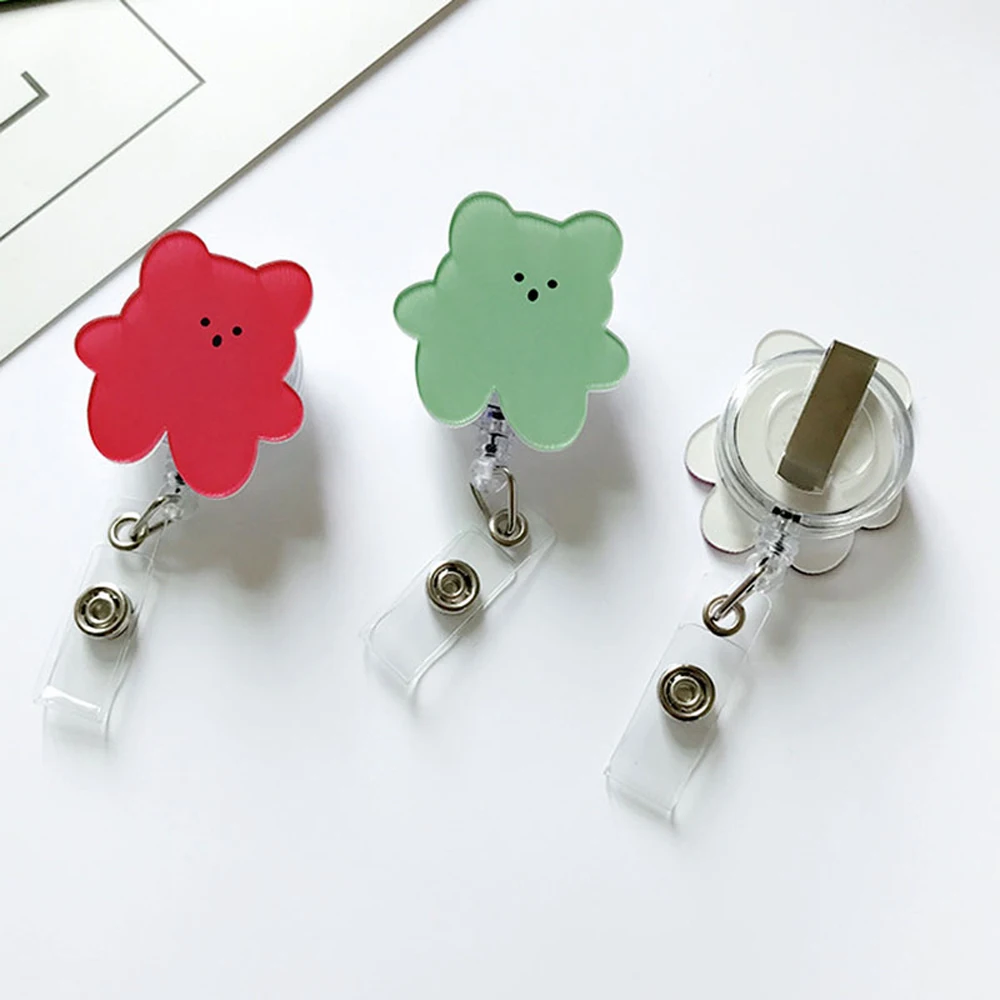 

Candy Color Korea Bears Student Acrylic Reel Clip Retractable Badge Reel Name Card Holder Badge Holder ID Card Clips