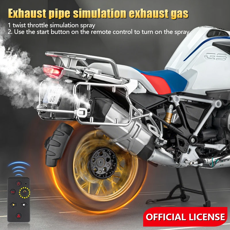 Officially Licensed BMW R1250 GS Motorcycle 1:6 RC Car Toy Alloy Genuine Car Metal Diecast Model Sport Superbike Collectibles