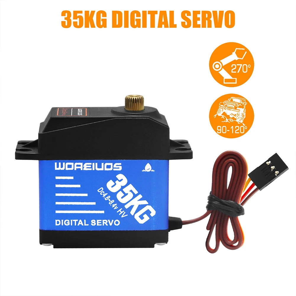 35kg Digital Servo High Speed IP66 Waterproof Steering Gear Servo with Arm Kits Replacement Parts for 1/10 1/8 RC Car Robot Boat